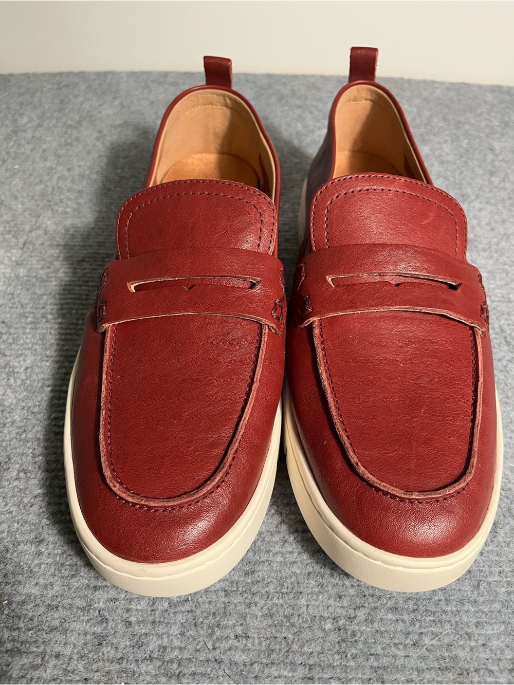 Vionic Men's Burgundy Leather Slip-On Penny Loafers